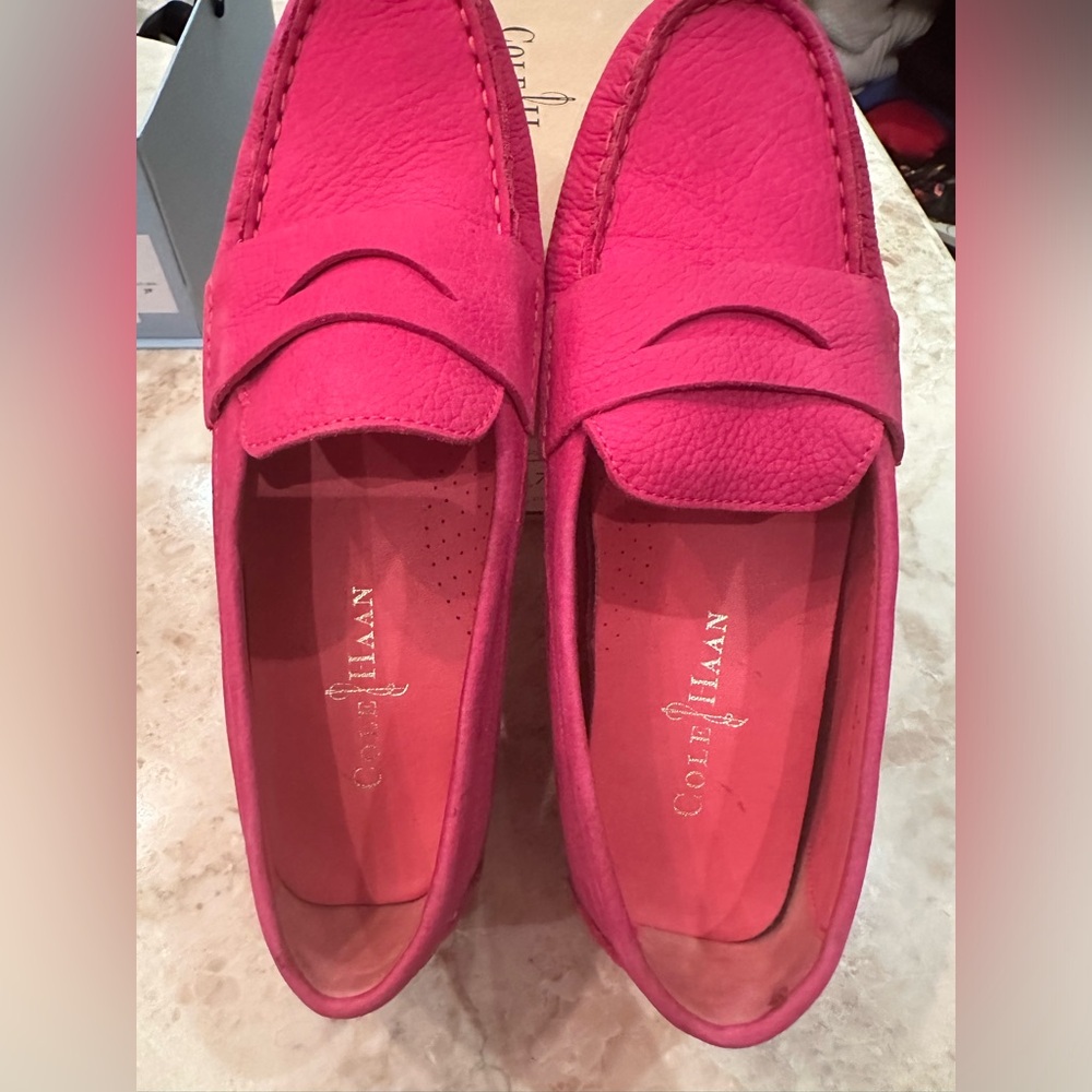 Barbie Pink Must have suede Cole Haan Evelyn loafers- Size 7